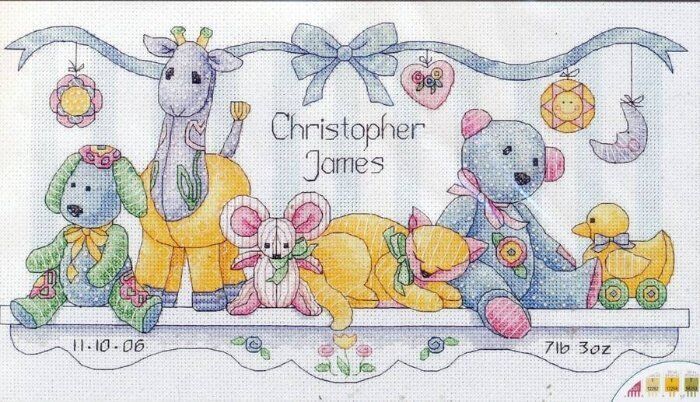 DIMENSIONS BABYS FRIENDS BIRTH RECORD COUNTED CROSS STITCH KIT