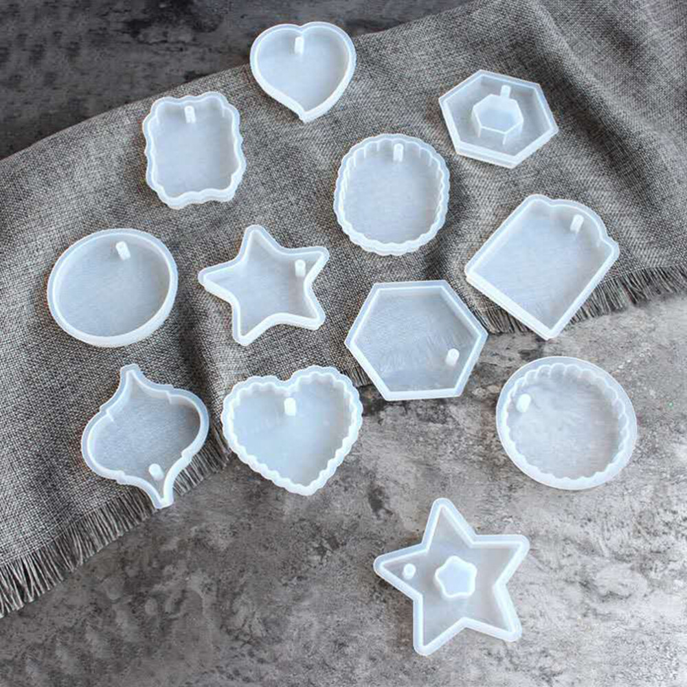 5-piece silicone pendant molds for epoxy jewelry making and casting