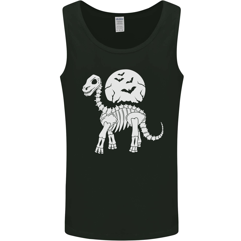 A Dinosaur Skeleton With a Full Moon Halloween Mens Vest Tank Top