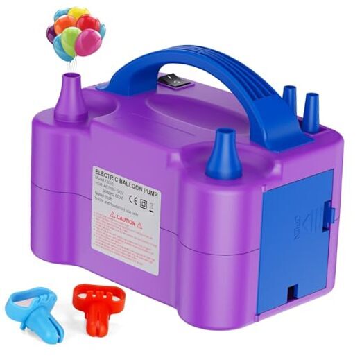 Electric Air Balloon Pump, Portable Dual Nozzle Electric Balloon Purple