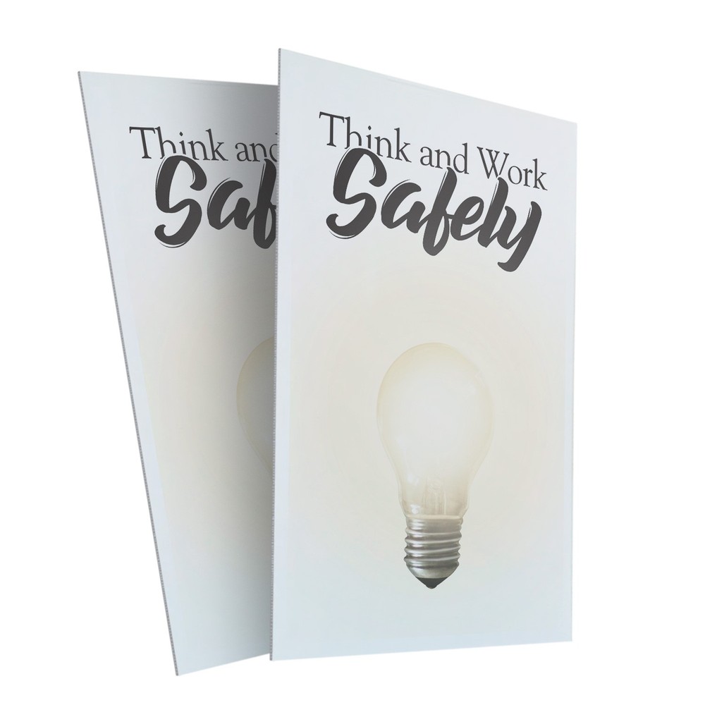 Think And Work Safely Heavy Duty A-Frame Sidewalk Sign Workplace OSHA Safety