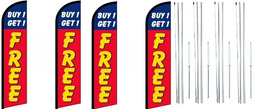 Buy 1 Get 1 Free Windless Flag With Complete Hybrid Pole set- 4 pack