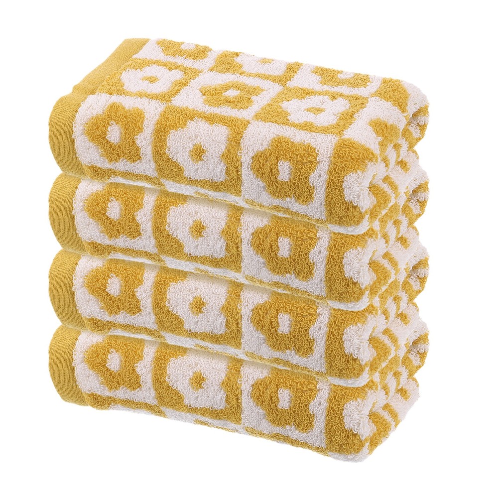 4 Pcs Gym Hand Towels Yellow Towels 13 x 29 Inch for Gym (Checkered)
