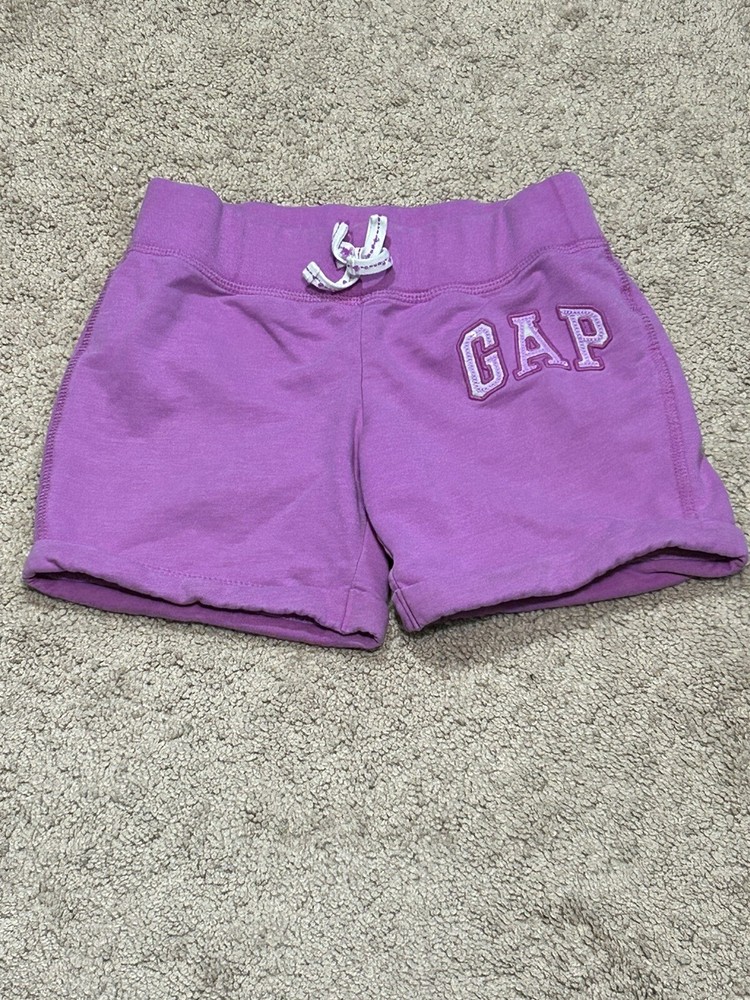 GapKids Girls Shorts Sz Medium Purple Elastic Waist Roll Up Logo Casual Comfort