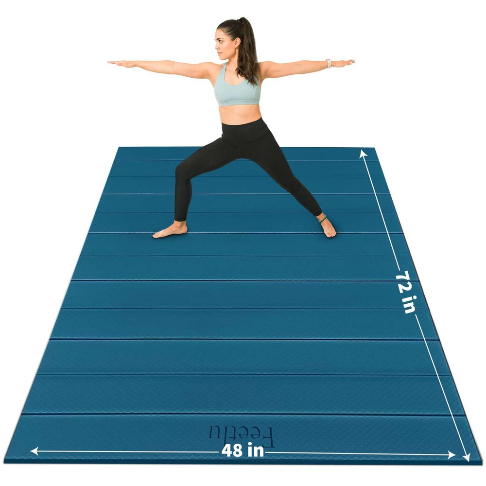 Foldable Extra Thick 1/3 Inch Large Yoga Mat for Home Gym and Travel