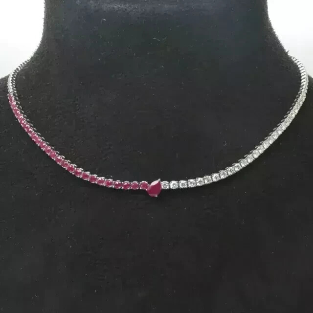 Wedding Tennis Necklace 14K White Gold Plated 16