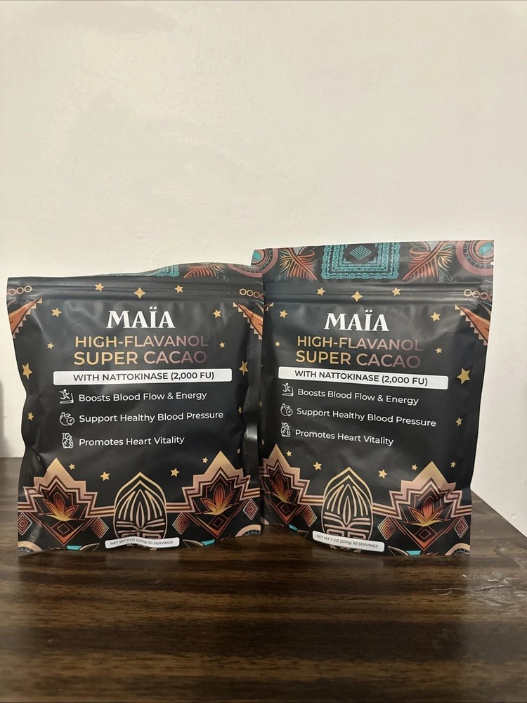 2 x MAIA High-Flavanol Super Cacao Cardiovascular Superfood 4oz. 30 Servings-New
