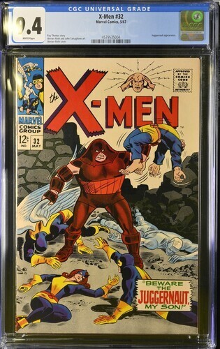X-Men #32 1967 Marvel Comics CGC 9.4 Juggernaut app White Pages