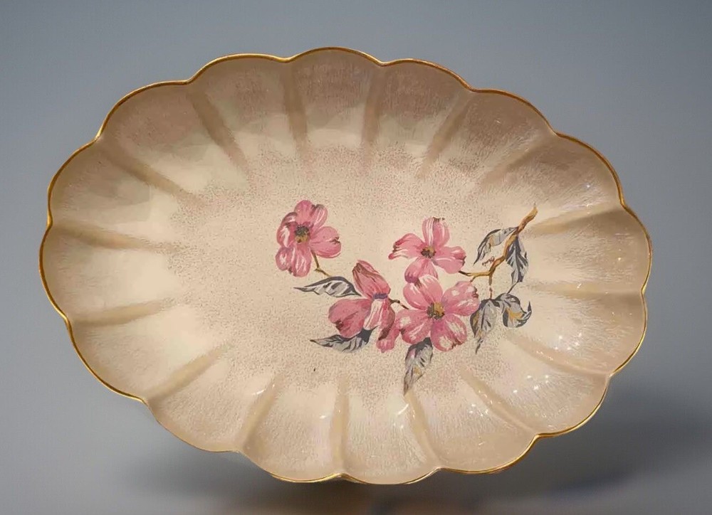 Carillon China USA Decor Bowl Floral Rose Mottled Glaze Circa 1940 Vintage