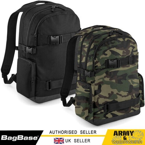 Bagbase Old School Skateboard Boardpack Straps Multi Pockets 23L Travel Rucksack
