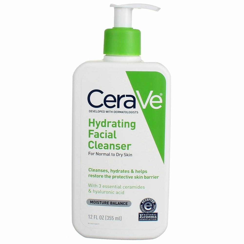 4 Pack CeraVe Hydrating Hydrating Facial Cleanser, 12 fl oz