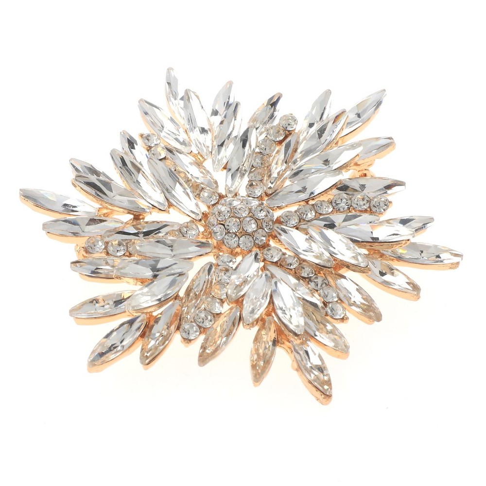Gold Tone Alloy Snow Flake Brooch with Rhinestone P1259-GAB