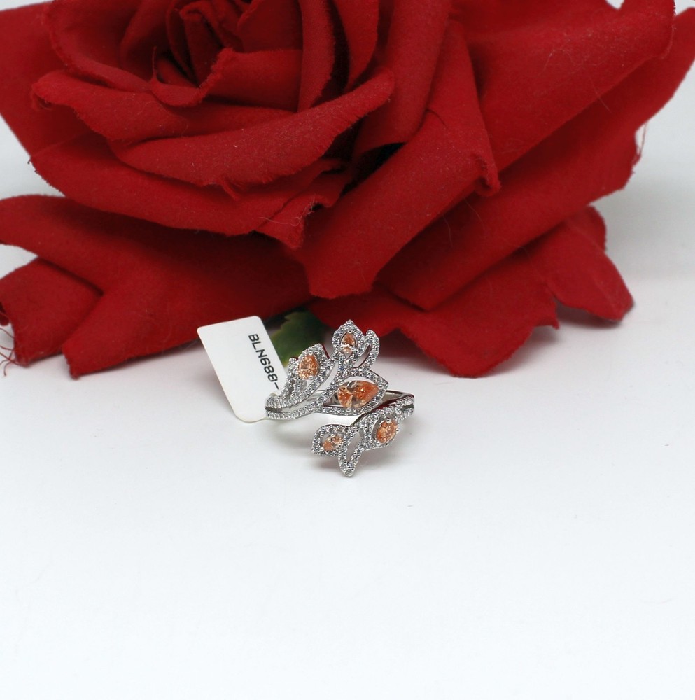 Sterling Silver NWT JTV CZ Peach & White Ring Size 9 5.4g CAT RESCUE