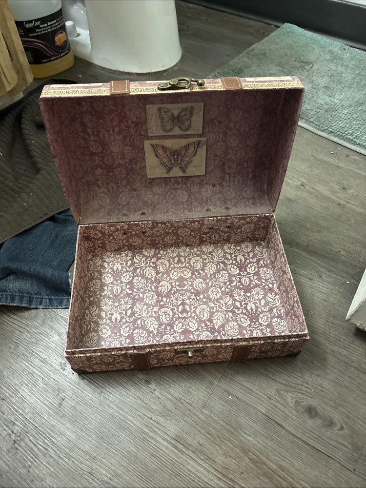 Antique Wooden Butterfly Box To Store Jewelry And Little Trinkets