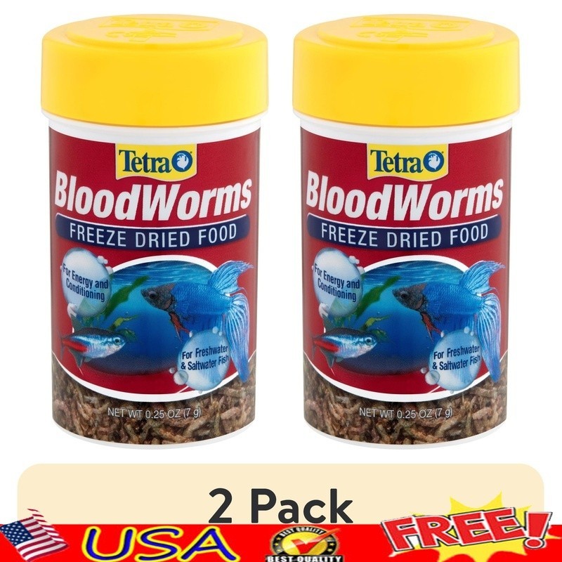 2 Pack Freeze Dried Bloodworms Fish Food Ideal Bettas Tropical Marine Fish New
