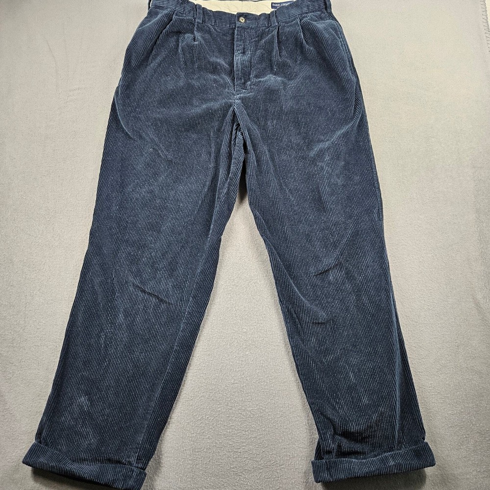 Daniel Cremieux Men's Dark Blue Corduroy Pleated Pants 36x32