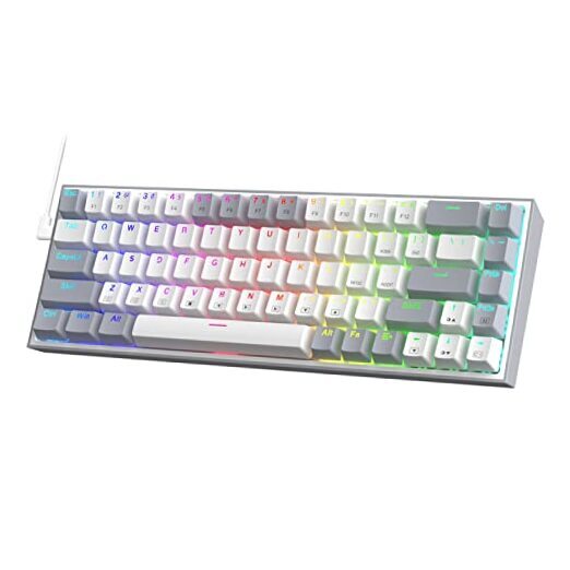K631 Gery 65% RGB Gaming Keyboard with 68 Keys in White & Grey