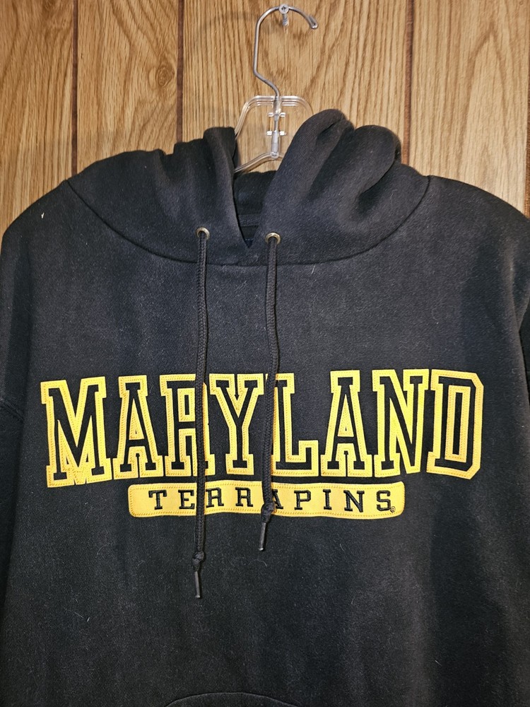 University Of Maryland Mens Large Embroidered Patch Logo Hoodie NCAA