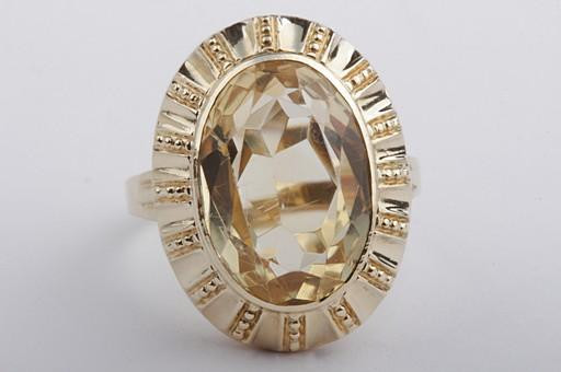 14K Yellow Gold 6.5ct Citrine Ring Size 55 Stunning Jewelry
