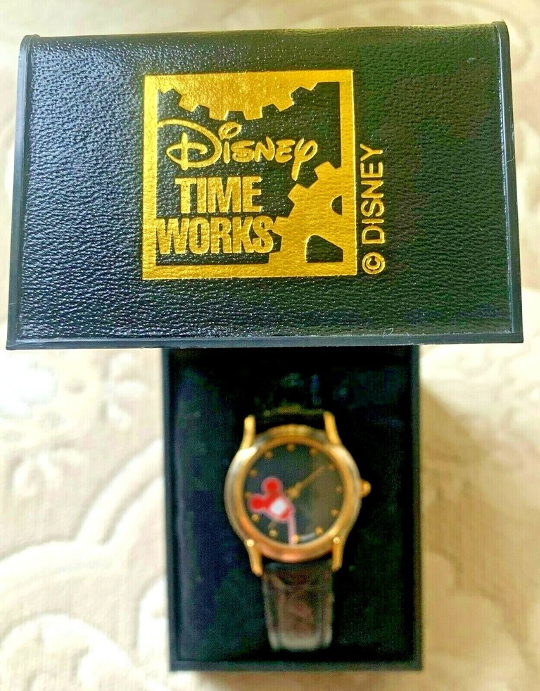 Disney Information Technology Vintage Cast Member Watch Red Mouse Leather Band