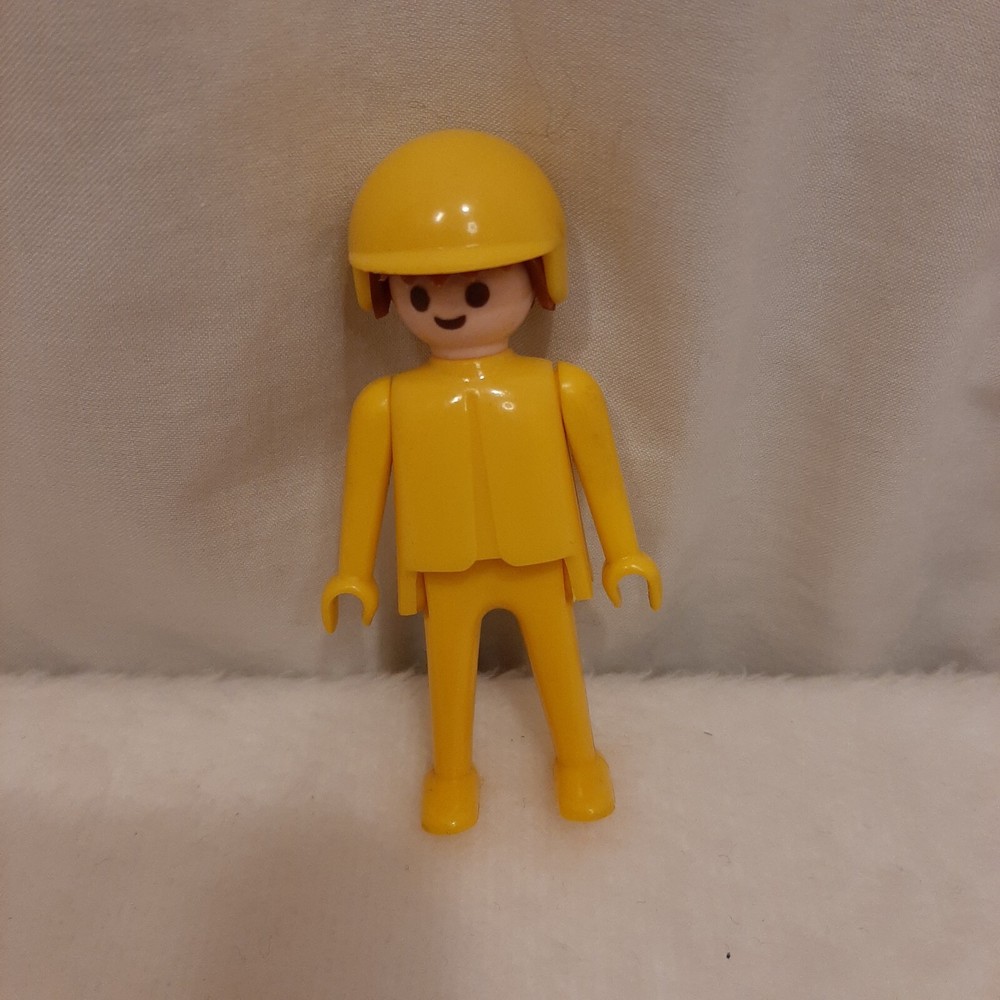 Vintage 1974 Playmobil Geobra Figurine Yellow Body With Hat/Helmet Old School