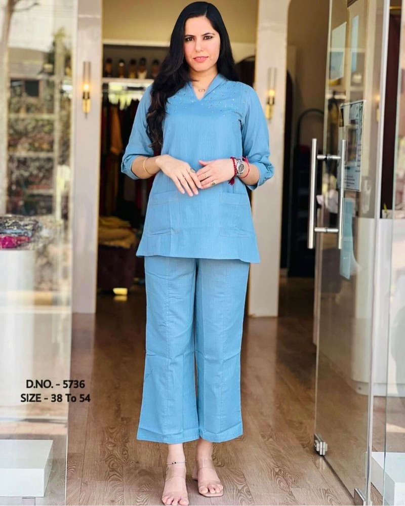 Beautiful Machine Katha Work & Full Hand Adda Beads, Shirt With Pant Set,6xl,7xl