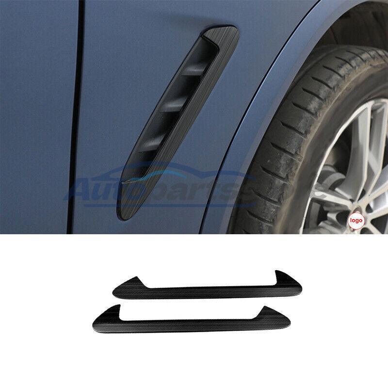 Fit For BMW X3 G01 X4 2018-2021 Black Steel Front Side Vent Fender Cover Trim 2X