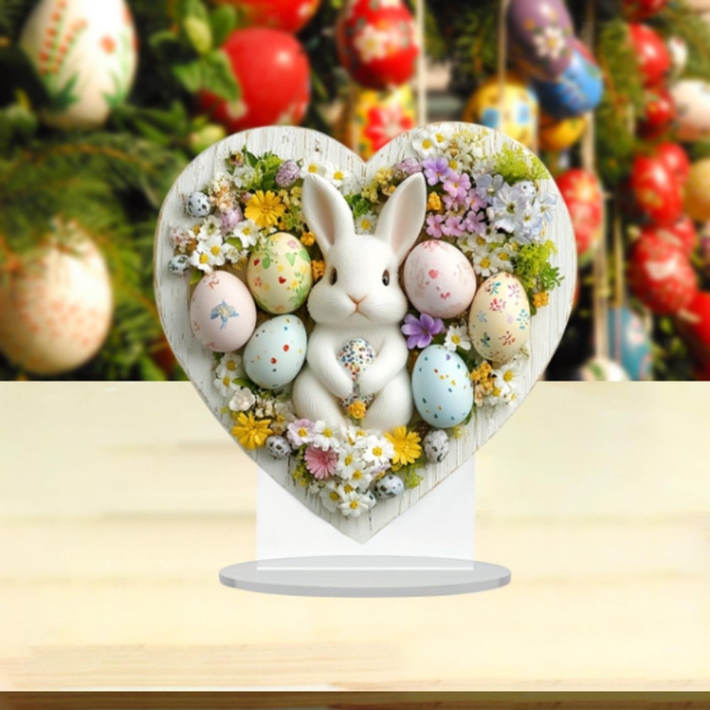 Easter 2D Flat Acrylic Ornament Tabletop Figurine for Office Gifts Birthday