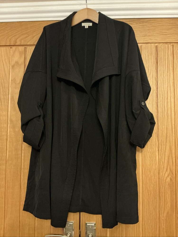 Max Studio Long Black Draped Jacket / Over Top - Size Extra Large