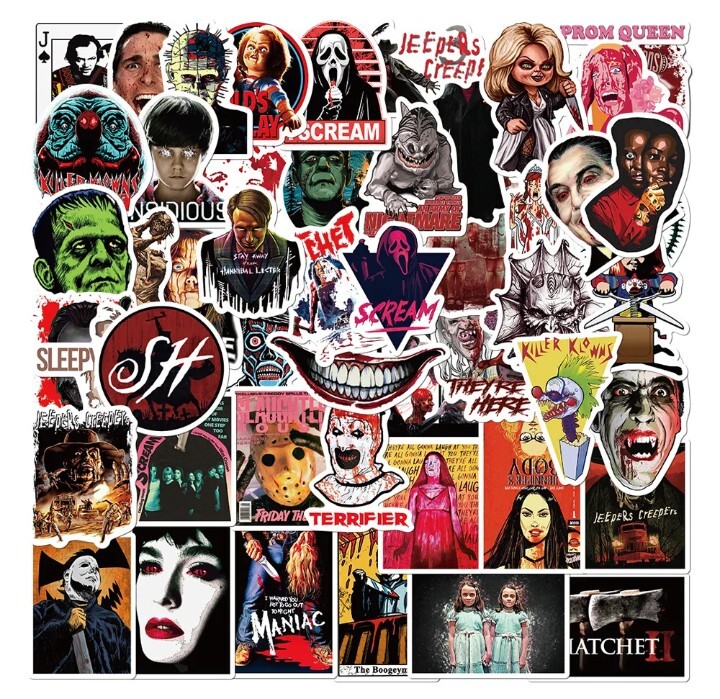 25 Waterproof Horror Stickers Scary Skull Stuckers Movie Halloween Laptop Lot