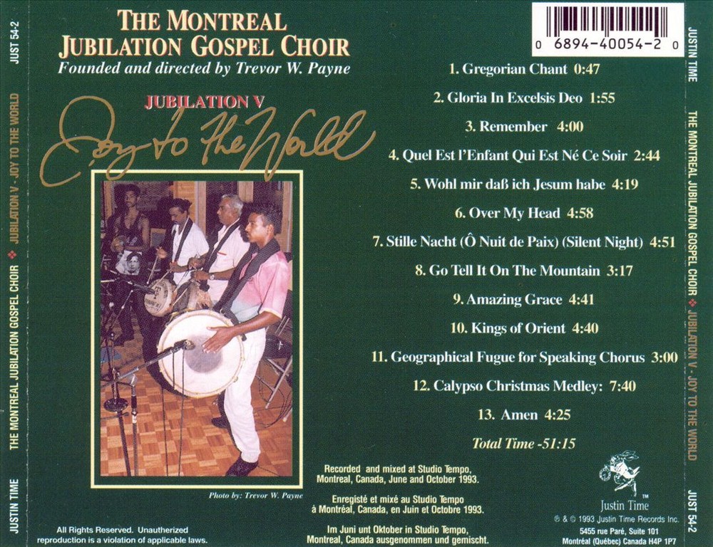 Montreal Jubilation Gospel Choir Joy of the World CD Vol 5
