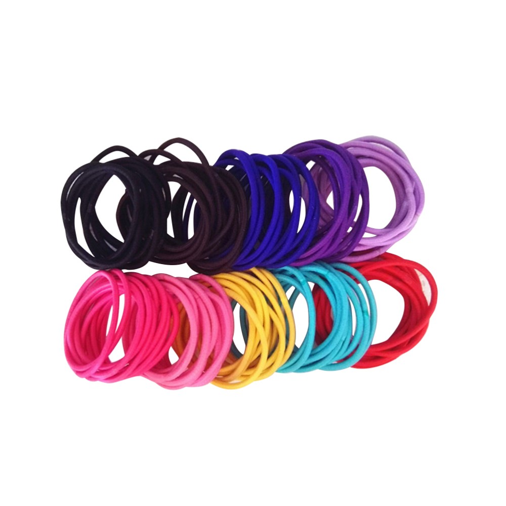 50 Pcs Stretchy Nylon Hair Ties for Women Ponytail Holders Elastic Bands