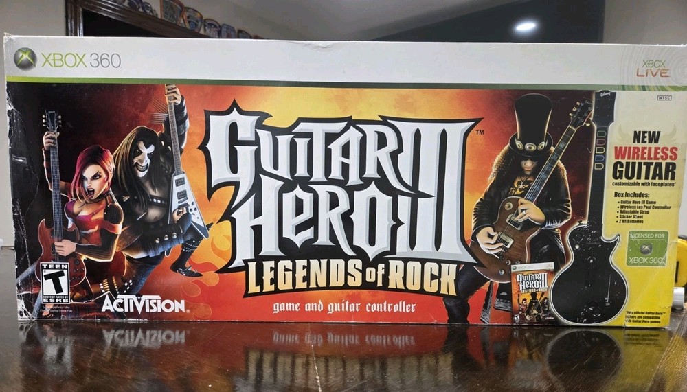 Guitar Hero III Xbox 360 Wireless Guitar Bundle w Game Complete In Box