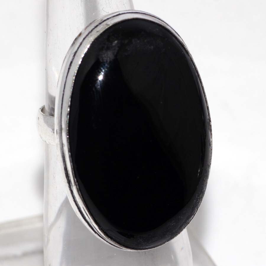 Black Onyx 925 Silver Plated Gemstone Handmade Ring US 6.5 Ethnic Gift JW