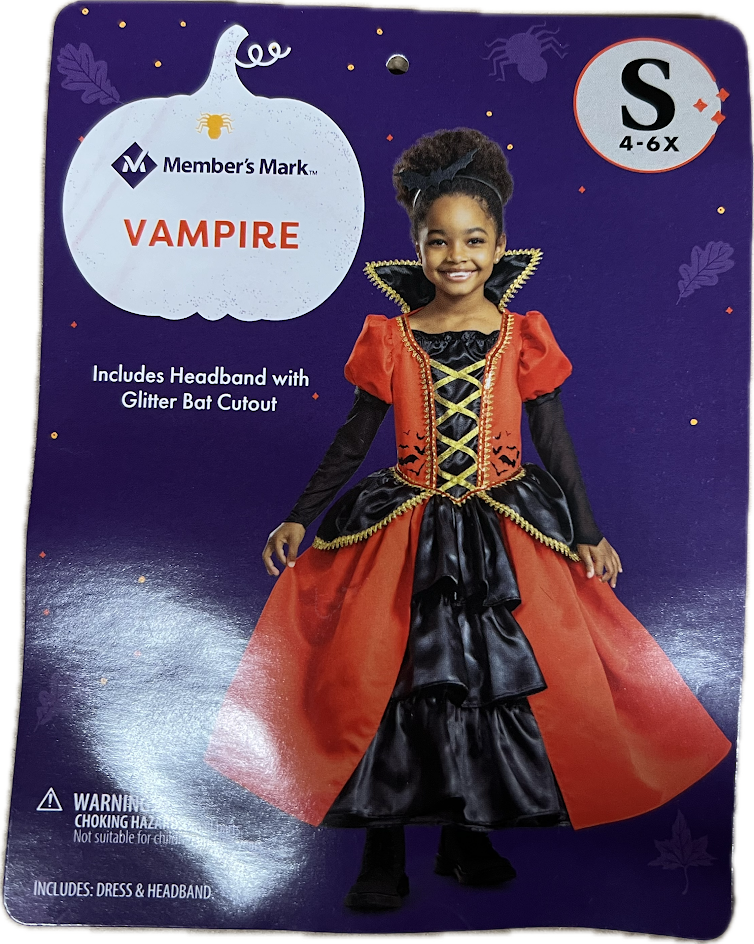 MEMBERS MARK Vampire Child Costume Size Small 4-6X Spooky Halloween Outfit-image