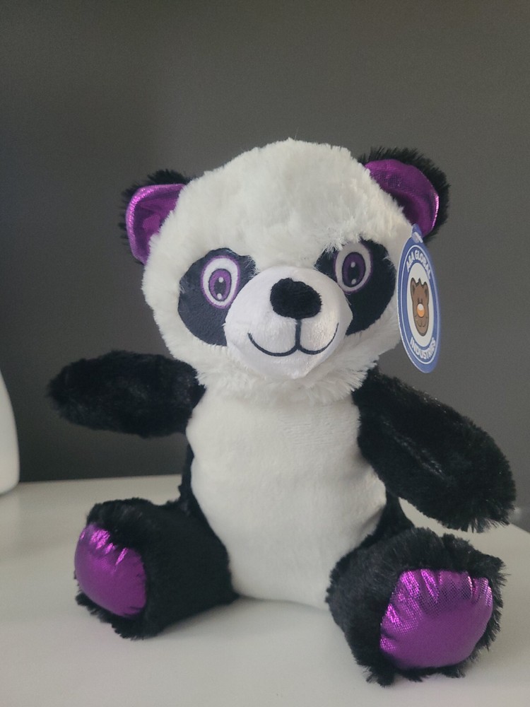 12in Cute White Black Purple Bear Plush by A&A Global New With Tag