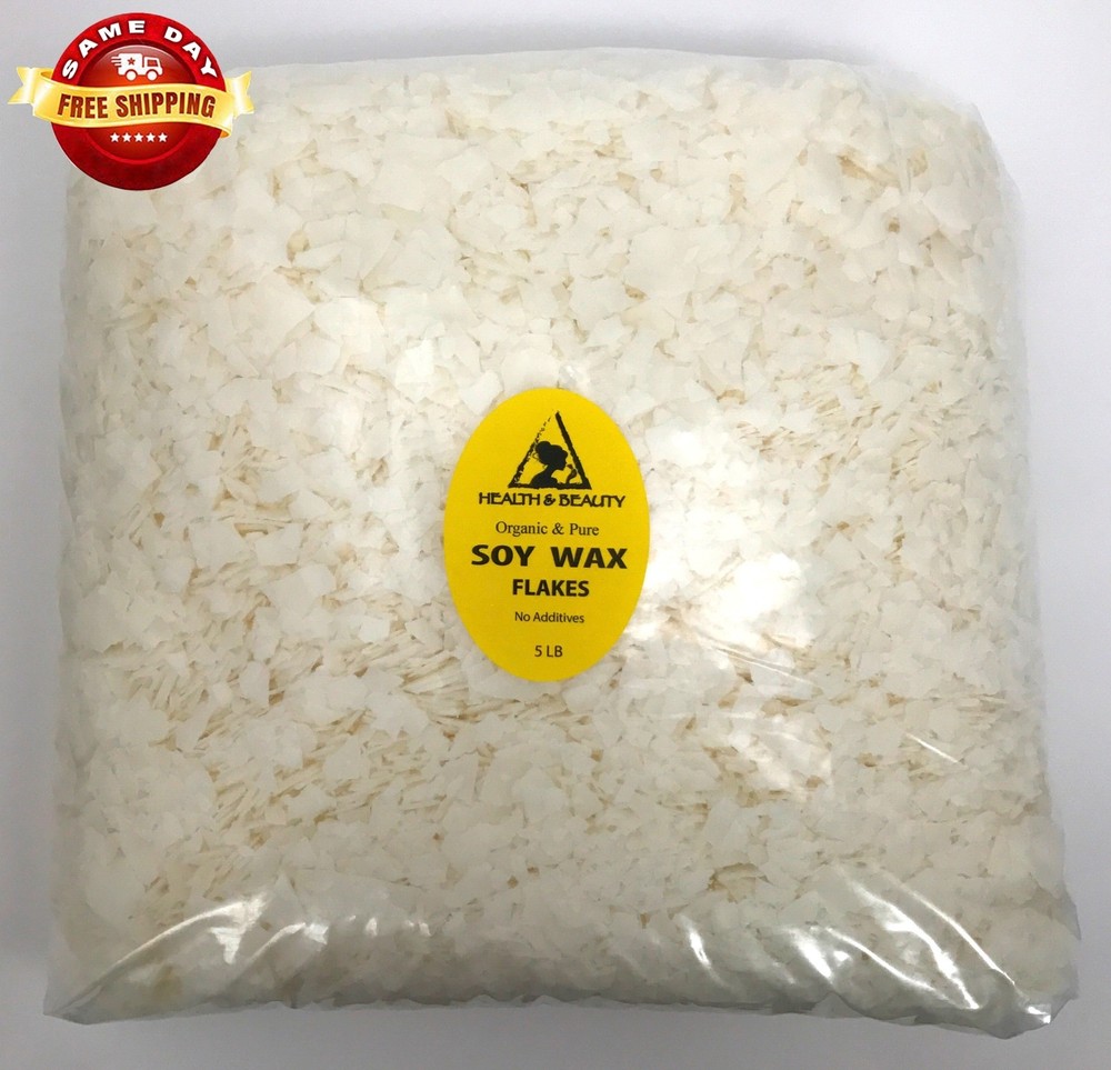 SOY WAX FLAKES ORGANIC VEGAN by H&B Oils Center AKOSOY FOR CANDLE PURE 5 LB