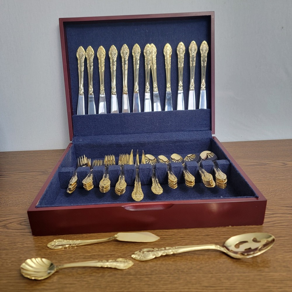 Vintage Hampton Silversmiths Versailles Gold Electroplate collection 262 Box set