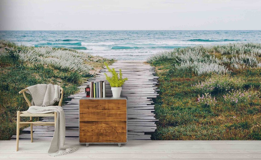 3D Sea Field Path Landscape Wall Murals Wallpaper Murals Wall Sticker