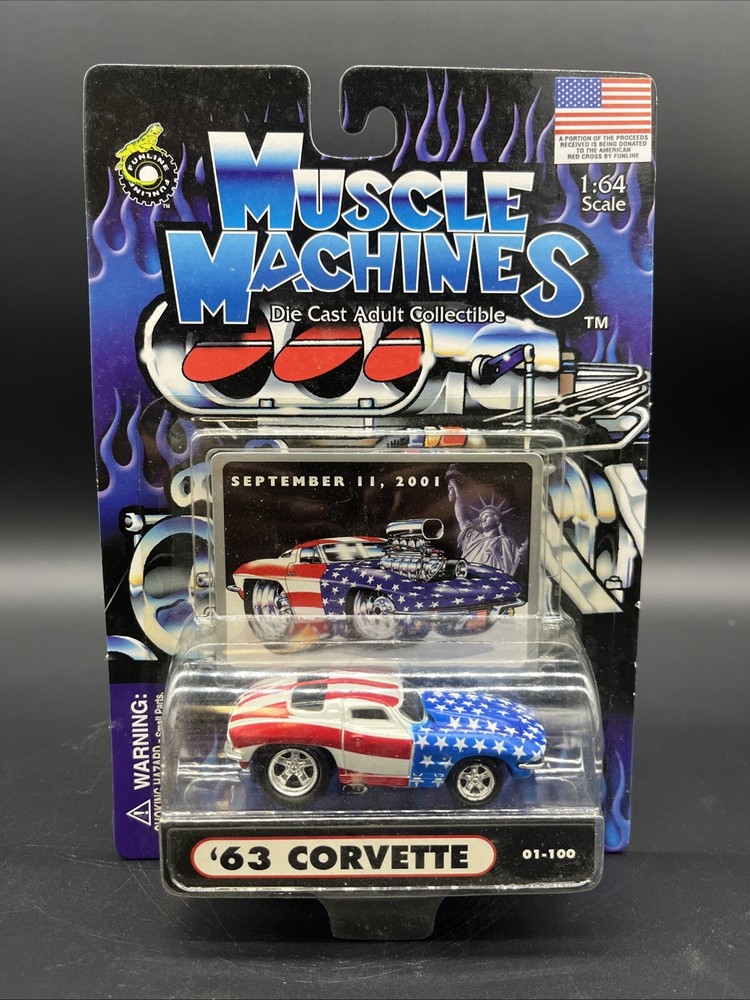 1:64 Muscle Machines 63 Corvette GTO with American Flag USA A6 Diecast