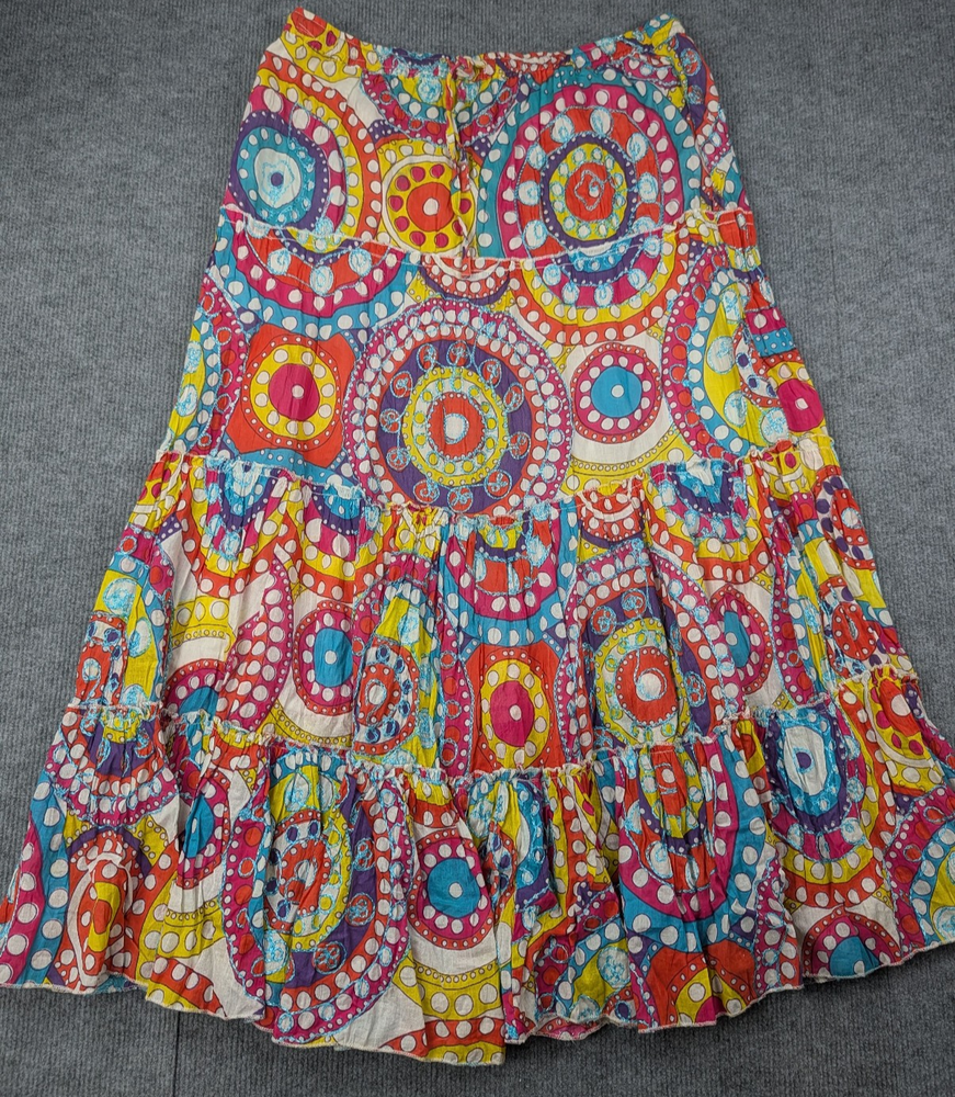 Cato Maxi Skirt Womens Large Maximalist Tiered Cotton Boho Art To Wear Whimsical