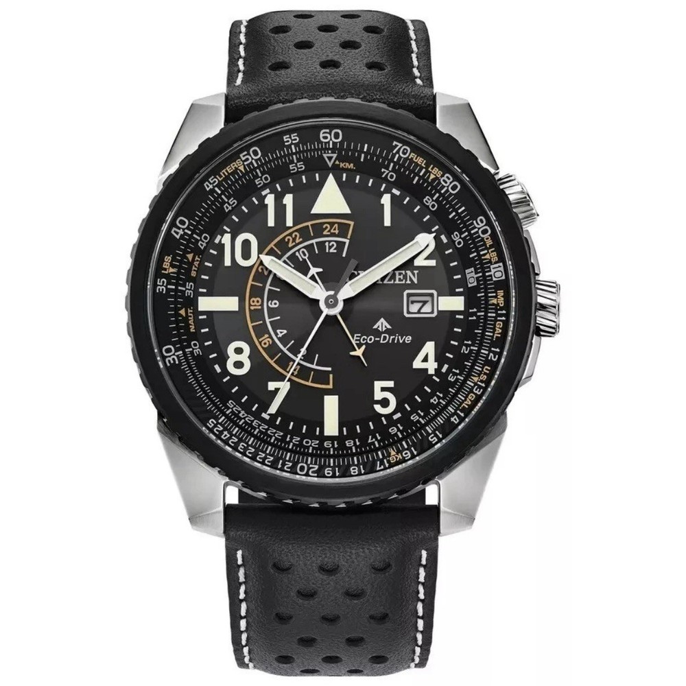 Citizen Eco-Drive Promaster Nighthawk Quartz Leather Band Men's Watch BJ7137-07E