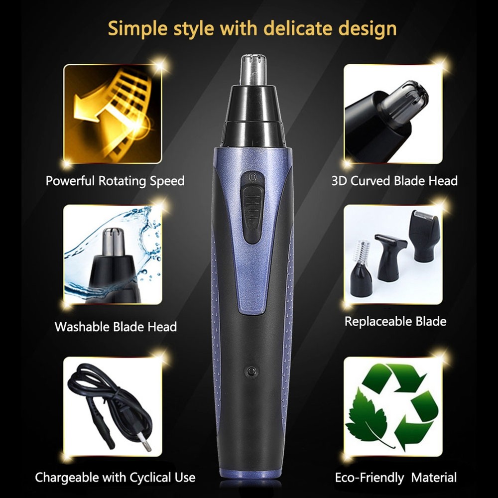Rechargeable Automatic Men's Nose Hair Trimmer Safe Electric Grooming Kit