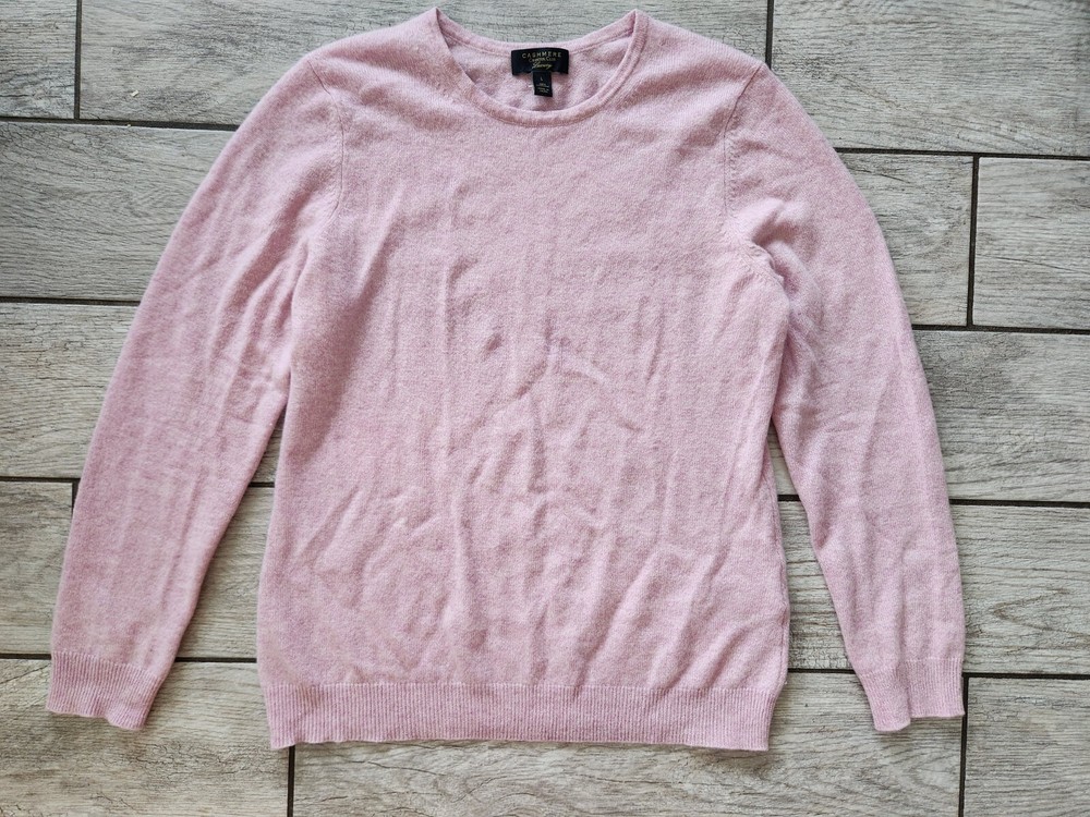 Charter Club Luxury 100% Cashmere Crewneck Sweater Pink Sz Large Stretchy $139