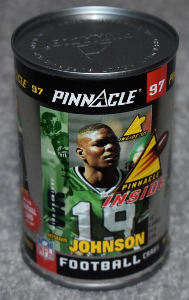 Tarjetas de fútbol americano Pinnacle Inside New York Jets Keyhawn Johnson NFL 1997 en lata