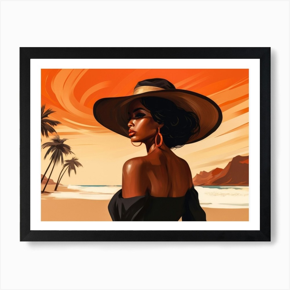Illustration of an African American Framed Wall Art Poster Canvas Print Picture