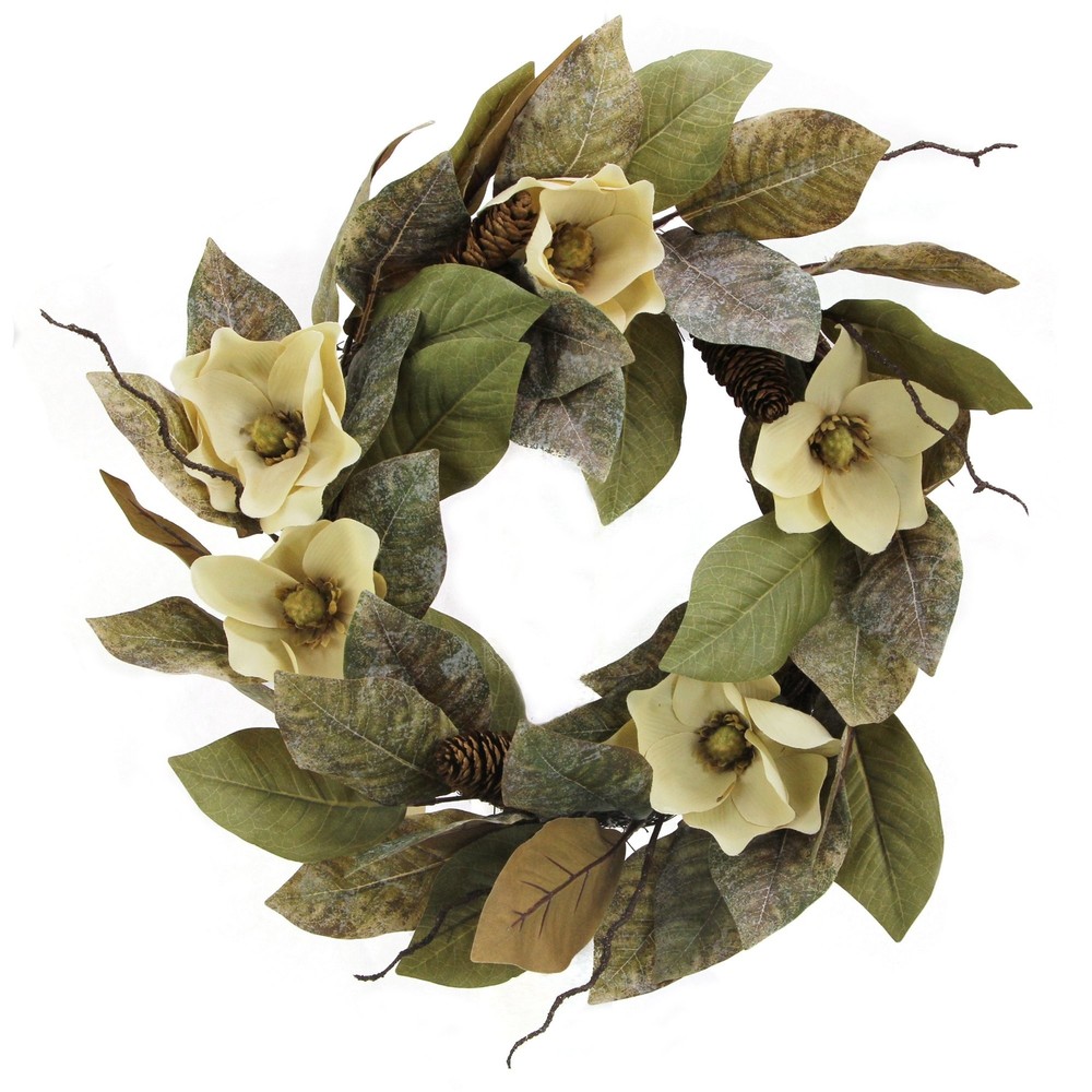 Admired By Nature 24 Inch Magnolia Pine Wreath for Home Office Door or Wall Decor