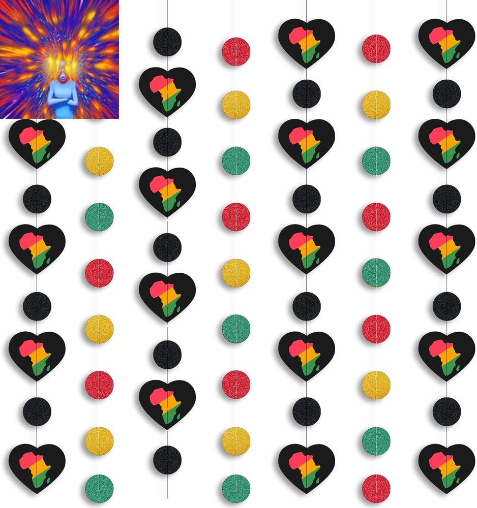 Kwanzaa Decorations Hanging Swirls, 5 Pcs 41 Ft Kwanzaa Decor African American C