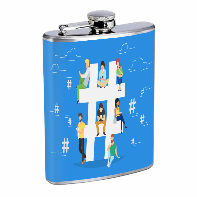 Hashtags D10 Flask 8oz Stainless Steel Hip Drinking Whiskey