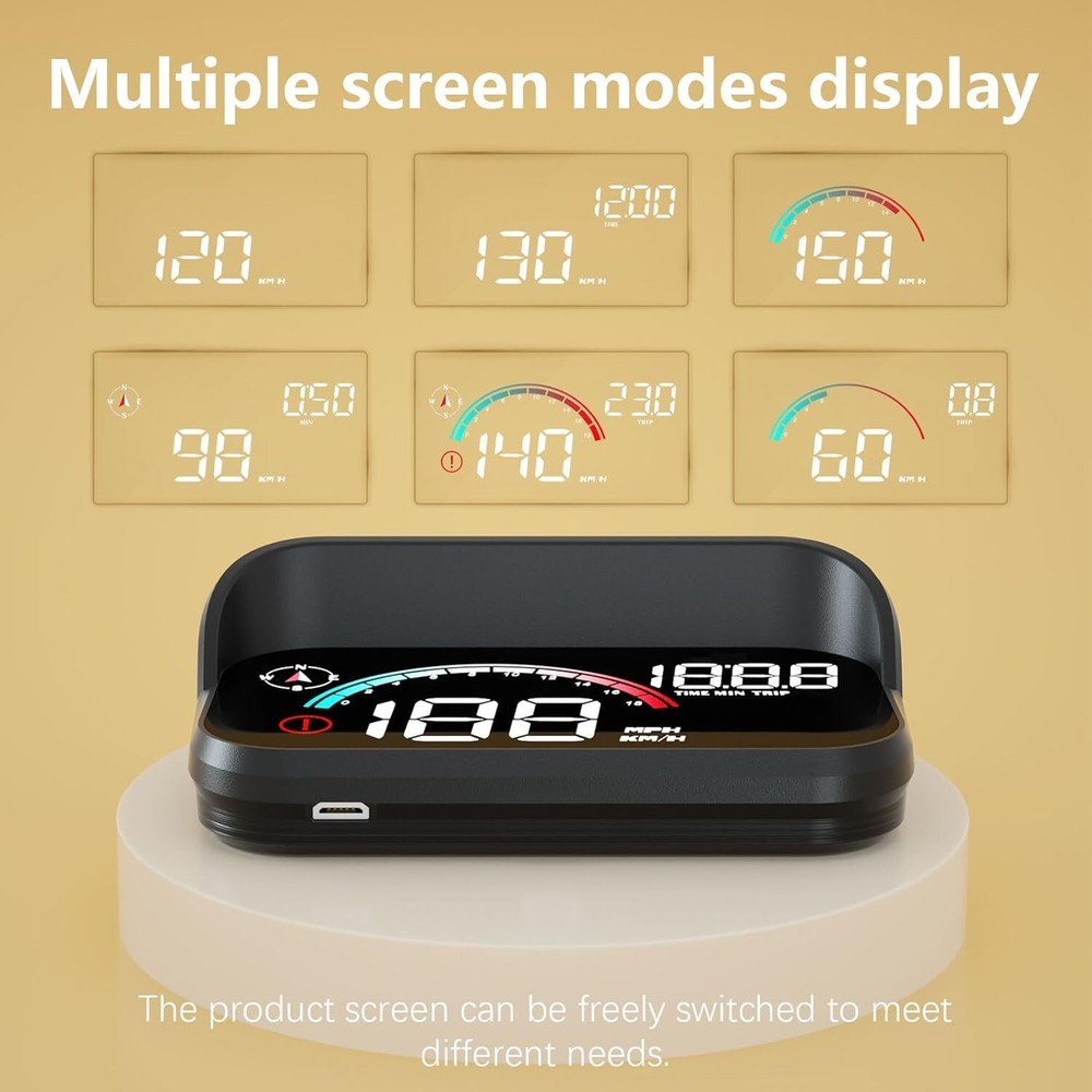 Windshield Speedometer Projector, Digital GPS Speedometer with Speed, Overspe...